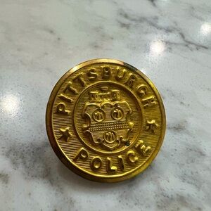 Gold Pittsburgh Police Badge vintage gold button.